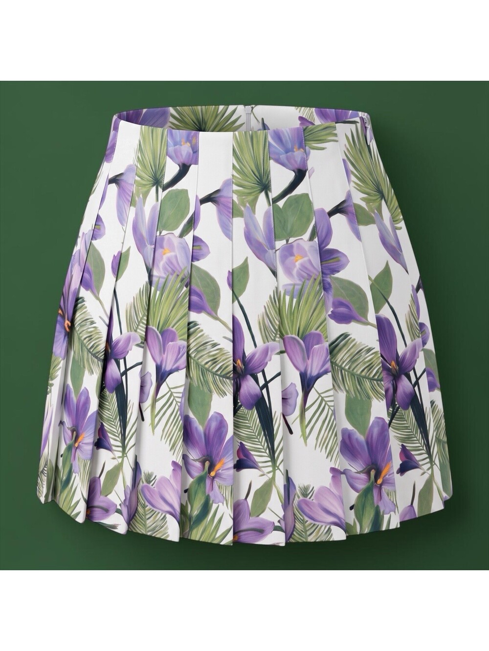 $350 Alice + Olivia Floral Mini Skirt White Purple Floral Size 2